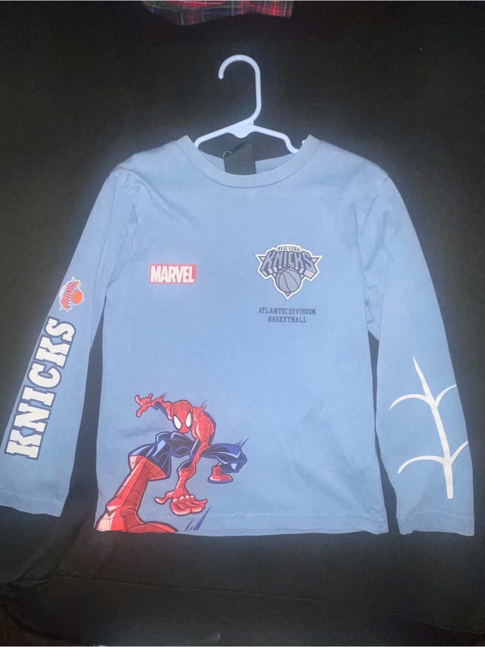 Marvel Blue Spider-Man x Knicks Long Sleeve Tee Kids 5-6Yrs
